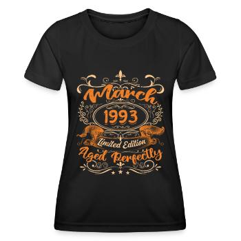 March 1993 | Aged Perfectly - T-shirt sport Femme - noir - Devant - AI Model Female 172 light (172cm)