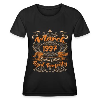 March 1997 | Aged Perfectly - T-shirt sport Femme - noir - Devant - AI Model Female 172 light (172cm)