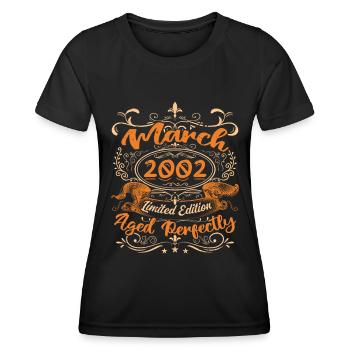 March 2002 | Aged Perfectly - T-shirt sport Femme - noir - Devant - AI Model Female 172 light (172cm)