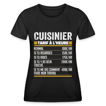 Cuisinier Idée Cadeau Humour pour Cuisinier - T-shirt sport Femme - noir - Devant - AI Model Female 172 light (172cm)