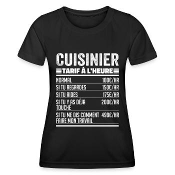 Cuisinier Idée Cadeau Humour pour Cuisinier - T-shirt sport Femme - noir - Devant - AI Model Female 172 light (172cm)