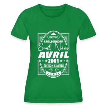 Avril 2001 - T-shirt sport Femme - vert - Devant - AI Model Female 172 dark (172cm)