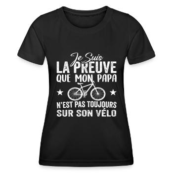 Papa cycliste cyclisme Bébé Nourrisson Naissance - T-shirt sport Femme - noir - Devant - AI Model Female 172 light (172cm)