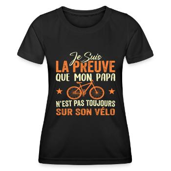 Papa cycliste cyclisme Bébé Nourrisson Naissance - T-shirt sport Femme - noir - Devant - AI Model Female 172 light (172cm)
