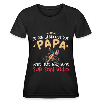 Papa cycliste cyclisme Bébé Nourrisson Naissance - T-shirt sport Femme - noir - Devant - AI Model Female 172 light (172cm)