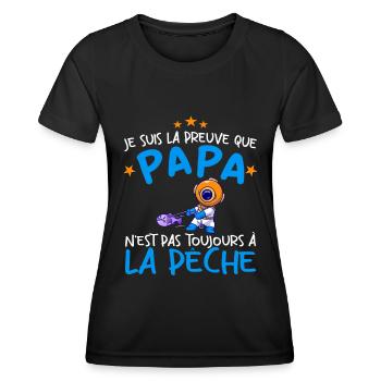 Papa Pêche Pêcheur Bébé Nourrisson Naissance - T-shirt sport Femme - noir - Devant - AI Model Female 172 light (172cm)