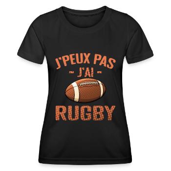 j'peux pas j'ai rugby | rugby - T-shirt sport Femme - noir - Devant - AI Model Female 172 light (172cm)