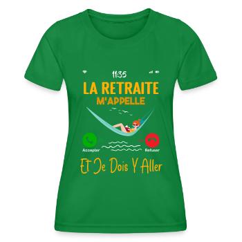 Retraité Femme Humour La Retraite M'appelle Cadeau - T-shirt sport Femme - vert - Devant - AI Model Female 172 dark (172cm)