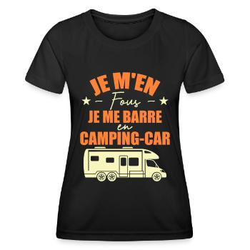 Je M'en Fous Je Me Barre En Camping-car - T-shirt sport Femme - noir - Devant - AI Model Female 172 light (172cm)