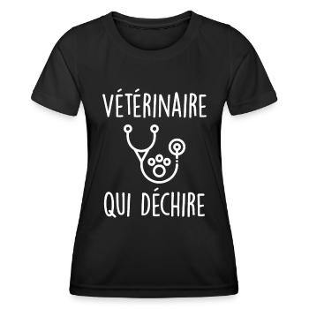 Vétérinaire Qui Déchire - T-shirt sport Femme - noir - Devant - AI Model Female 172 light (172cm)