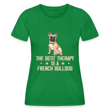 The Best Therapy Is French Bulldog Dog Lover - T-shirt sport Femme - vert - Devant - AI Model Female 172 dark (172cm)