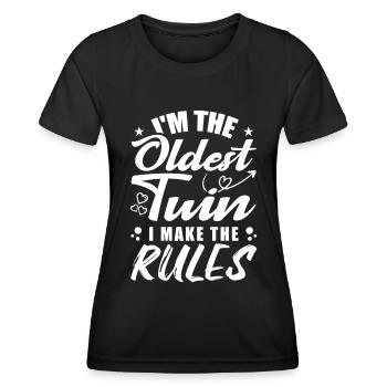 I'm The Oldest Twin Funny Twin Tees - T-shirt sport Femme - noir - Devant - AI Model Female 172 light (172cm)