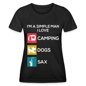 Saxophone Camping Chiens Hommes - T-shirt sport Femme - noir - Devant - AI Model Female 172 light (172cm)