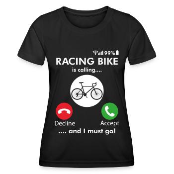 Rennrad fahren Radfahrer anrufen - Frauen Funktions-T-Shirt - Schwarz - Vorne - AI Model Female 172 light (172cm)