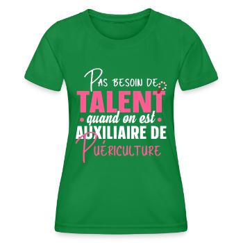 Auxiliaire de puériculture Puéricultrice Métier - T-shirt sport Femme - vert - Devant - AI Model Female 172 dark (172cm)