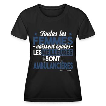 Ambulancière Ambulance Métier Urgence SAMU Cadeau - T-shirt sport Femme - noir - Devant - AI Model Female 172 light (172cm)