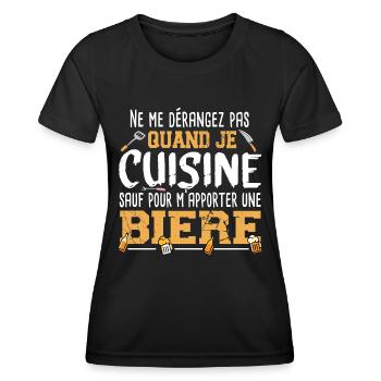 Cuisine Bière Alcool Apéro Cadeau Humour Cuisinier - T-shirt sport Femme - noir - Devant - AI Model Female 172 light (172cm)