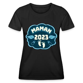 Grossesse Femme Enceinte - Future Maman 2023 - T-shirt sport Femme - noir - Devant - AI Model Female 172 light (172cm)