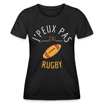 j'peux pas j'ai rugby - T-shirt sport Femme - noir - Devant - AI Model Female 172 light (172cm)
