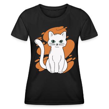 White Main Coon Cat Cat Outfit for - Women's Functional T-Shirt - black - Front - AI Model Female 172 light (172cm)