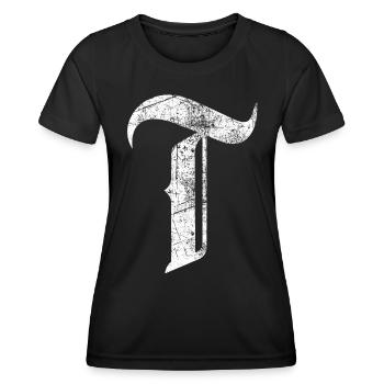 Tshirt alphabet initial T - T-shirt sport Femme - noir - Devant - AI Model Female 172 light (172cm)
