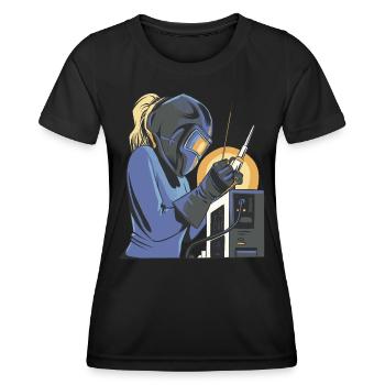 Welder outfit for welders - Women's Functional T-Shirt - black - Front - AI Model Female 172 light (172cm)