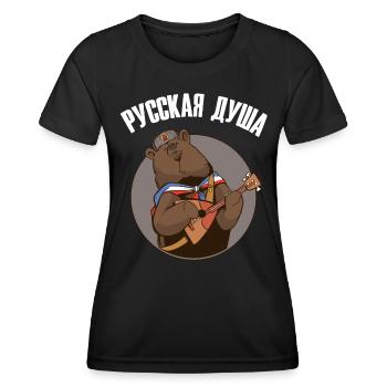 Ours russe avec balalaïka Drapeau russe - T-shirt sport Femme - noir - Devant - AI Model Female 172 light (172cm)
