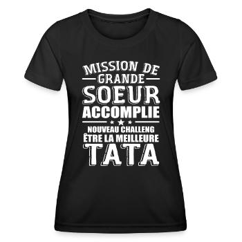 Mission De Grande Soeur Accomplie Nouveau Challeng - T-shirt sport Femme - noir - Devant - AI Model Female 172 light (172cm)