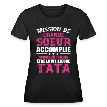 Mission De Grande Soeur Accomplie Nouveau Challeng - T-shirt sport Femme - noir - Devant - AI Model Female 172 light (172cm)
