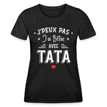 J'ai Bêtise Avec Tata - T-shirt sport Femme - noir - Devant - AI Model Female 172 light (172cm)