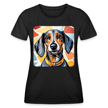 Cute cute dachshund dog - Women's Functional T-Shirt - black - Front - AI Model Female 172 light (172cm)
