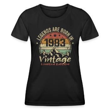 Les Légendes Sont Nées En 1983 - 1983 - T-shirt sport Femme - noir - Devant - AI Model Female 172 light (172cm)