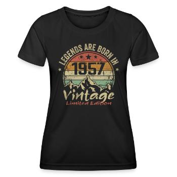 Die Legenden wurden in den Jahren 1957 - 1957 geboren - Frauen Funktions-T-Shirt - Schwarz - Vorne - AI Model Female 172 light (172cm)