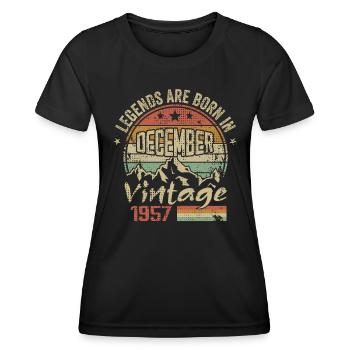 Legenden wurden im Dezember 1957 geboren - 1957 Dezember - Frauen Funktions-T-Shirt - Schwarz - Vorne - AI Model Female 172 light (172cm)
