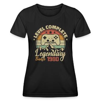 1980 Geburtstagsgeschenk Komplettes Level - 1980 - Frauen Funktions-T-Shirt - Schwarz - Vorne - AI Model Female 172 light (172cm)