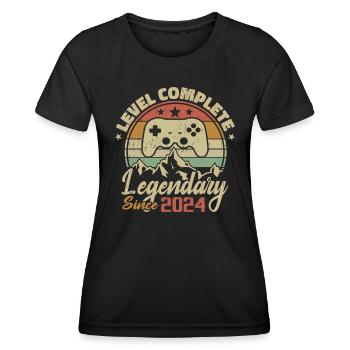 Geburtstagsgeschenk 2024 Level abschließen - 2024 - Frauen Funktions-T-Shirt - Schwarz - Vorne - AI Model Female 172 light (172cm)