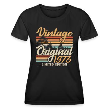 Vintage-Jubiläum Hergestellt 1973 Retro 1973 - Frauen Funktions-T-Shirt - Schwarz - Vorne - AI Model Female 172 light (172cm)