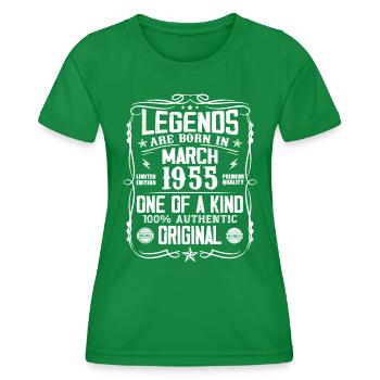 March 1955 Vintage 69 Years Anniversary Gift - Women's Functional T-Shirt - kelly green - Front - AI Model Female 172 dark (172cm)