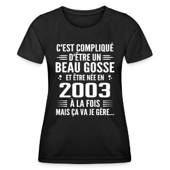 Toujours Beau Gosse 2003 Geburtstagsgeschenk 2003 - Frauen Funktions-T-Shirt - Schwarz - Vorne - AI Model Female 172 light (172cm)