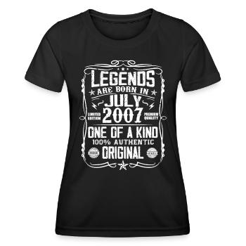 Né en Juillet 2007 Anniversaire 2007 Juillet 2007 - T-shirt sport Femme - noir - Devant - AI Model Female 172 light (172cm)