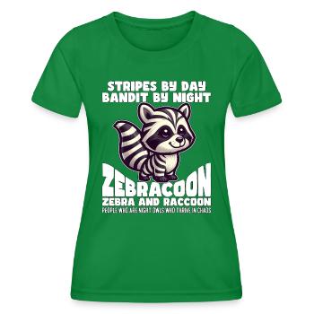 RAYURES LE JOUR, BANDIT LA NUIT - ZÈBRE ET RATON LAVEUR - T-shirt sport Femme - vert - Devant - AI Model Female 172 dark (172cm)