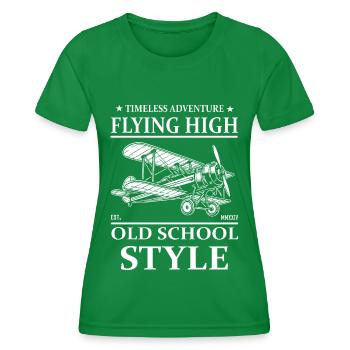 Zeitloses Abenteuer – Doppeldecker Flugzeug Design - Frauen Funktions-T-Shirt - Kelly Green - Vorne - AI Model Female 172 dark (172cm)