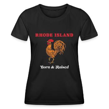 Rhode Island né et élevé Red Rooster Hahn - T-shirt sport Femme - noir - Devant - AI Model Female 172 light (172cm)
