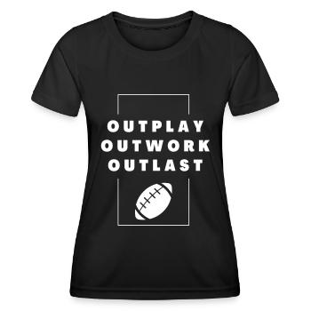 Rugby : Outwork. Déjouer. Survivre. - T-shirt sport Femme - noir - Devant - AI Model Female 172 light (172cm)
