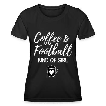 Café et football genre de fille. - T-shirt sport Femme - noir - Devant - AI Model Female 172 light (172cm)