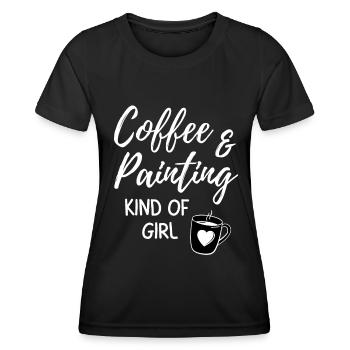Coffee & painting kind of girl. - Women's Functional T-Shirt - black - Front - AI Model Female 172 light (172cm)