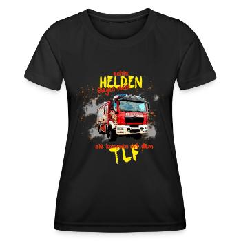 Camions de pompiers Camions de pompiers - T-shirt sport Femme - noir - Devant - AI Model Female 172 light (172cm)