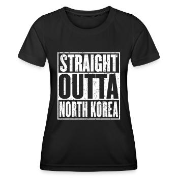Straight Outta Nordkorea Vintage - Frauen Funktions-T-Shirt - Schwarz - Vorne - AI Model Female 172 light (172cm)