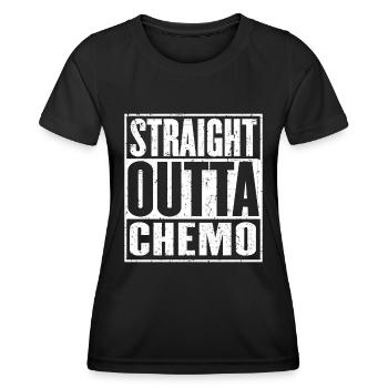 Straight Outta Chemo Krebs Überlebende Chemotherapie - Frauen Funktions-T-Shirt - Schwarz - Vorne - AI Model Female 172 light (172cm)
