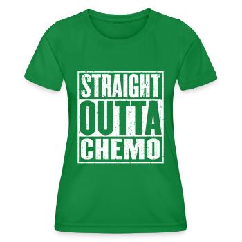 Straight Outta Chemo Cancer Survivor Chemotherapy - Women's Functional T-Shirt - kelly green - Front - AI Model Female 172 dark (172cm)